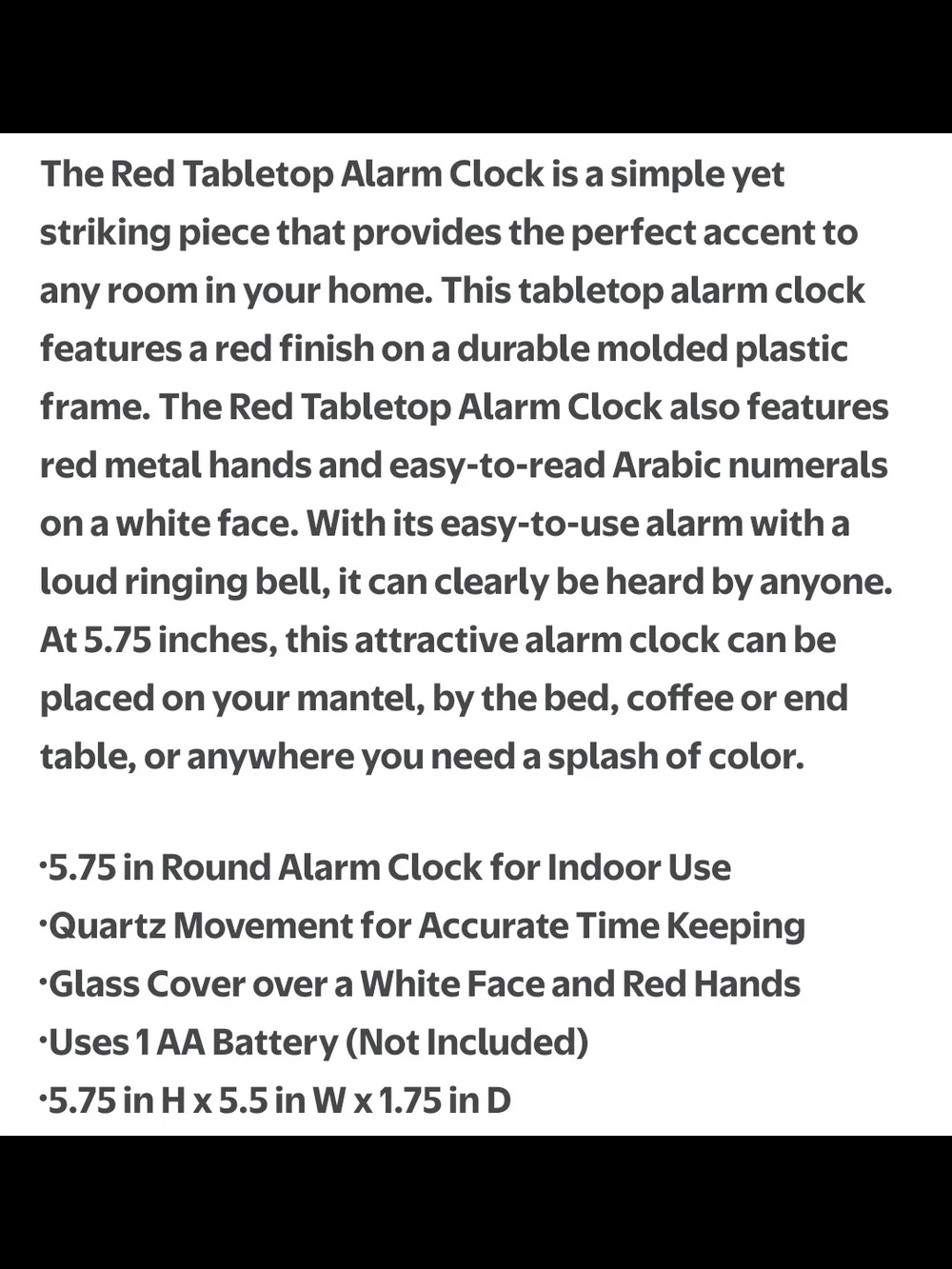 Red Infinity Tabletop Clock  15684RD-4360